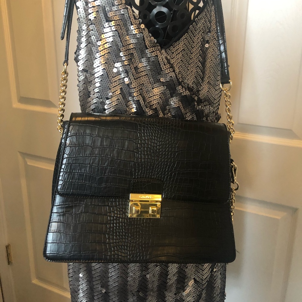 Calvin Klein Crossover Large Bkack Croco - Picture 2 of 8